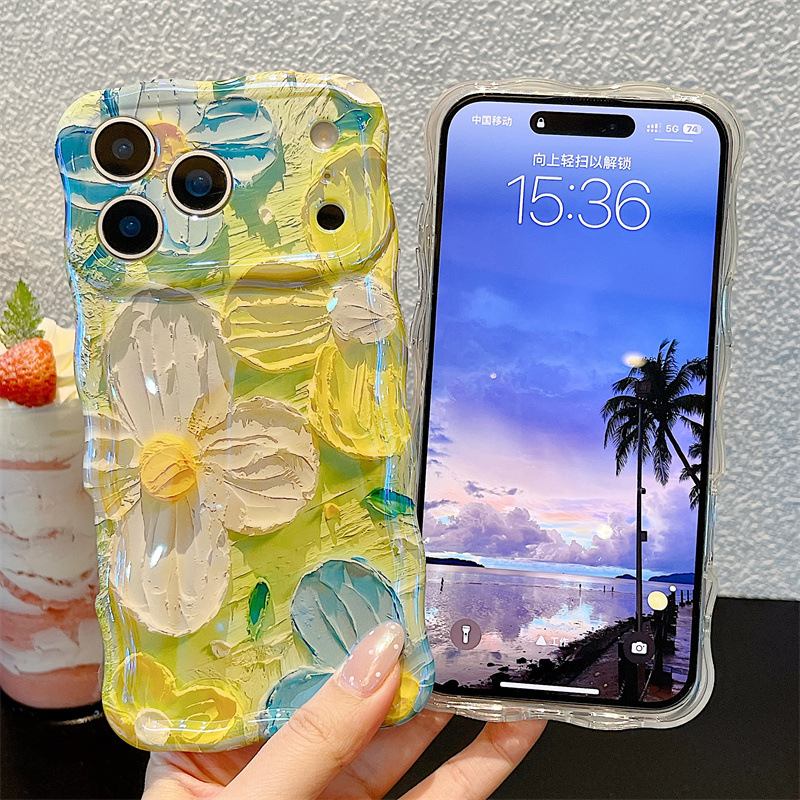 Apple Iphone 16 - Casing HP Motif Lukisan Minyak Bunga